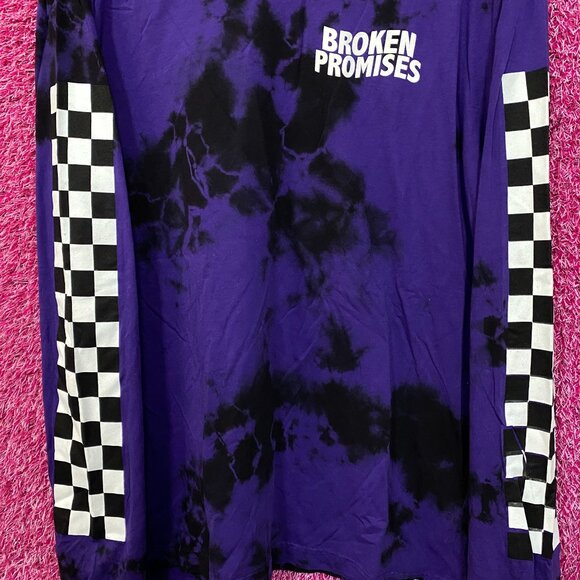 Broken Promises Street wear Purple/black Tie Dye Long Slrr shirt size extra larg - Picture 2 of 5